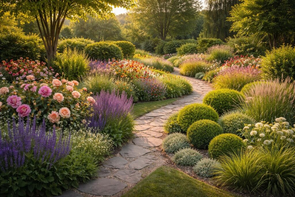 découvrez notre guide complet des massifs de jardins et des styles de jardins fleuris pour embellir votre espace extérieur avec des fleurs colorées et des aménagements variés.